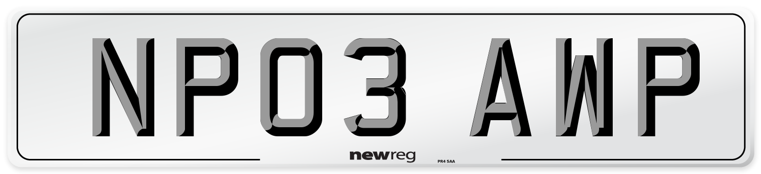NP03 AWP Number Plate from New Reg